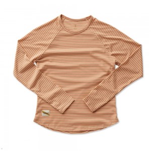 Cork/Melon Stripe Tracksmith Horizon Long Sleeve | Canada 80359-HPQU