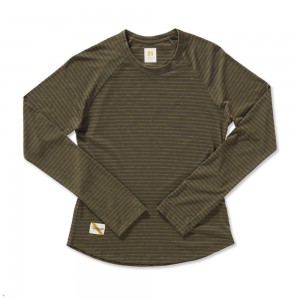 Dark Olive/Olive Stripe Tracksmith Horizon Long Sleeve | Canada 46197-LXYQ