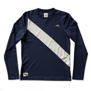 Navy/Ivory Tracksmith Van Cortlandt Long Sleeve | Canada 41837-EKLZ