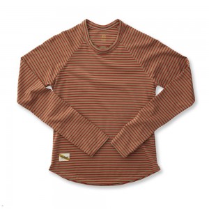 Taupe/Scarlet Stripe Tracksmith Horizon Long Sleeve | Canada 64873-NHLB