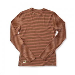 Taupe/Scarlet Stripe Tracksmith Horizon Long Sleeve | Canada 01925-XEZO