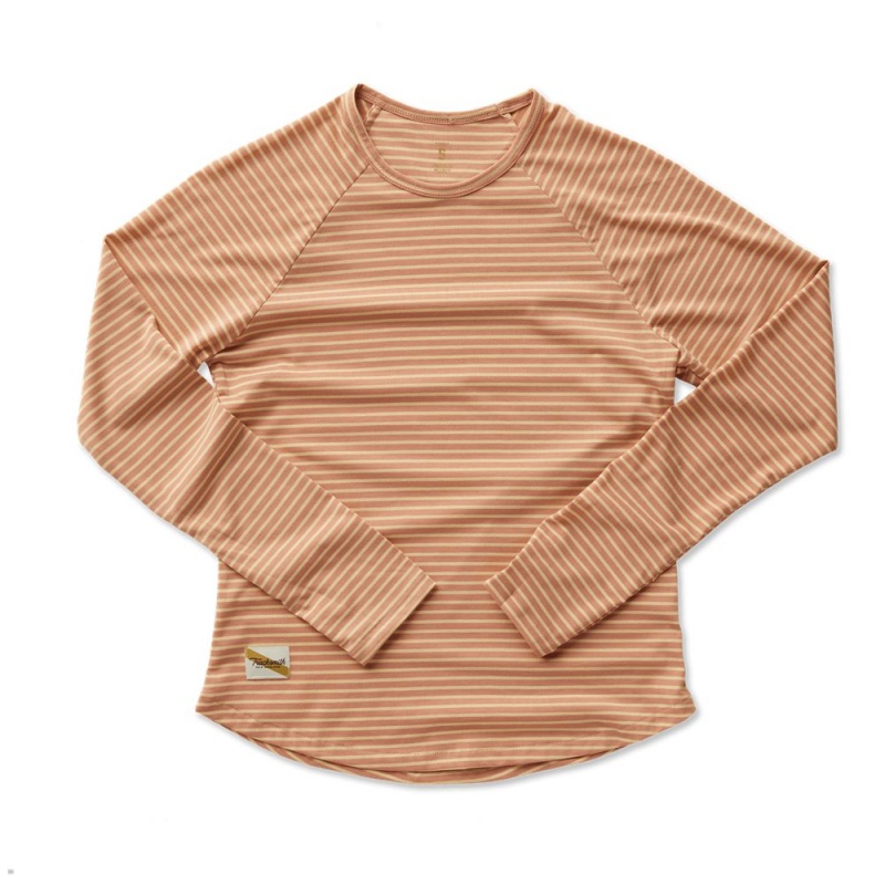 Cork/Melon Stripe Tracksmith Horizon Long Sleeve | Canada 80359-HPQU