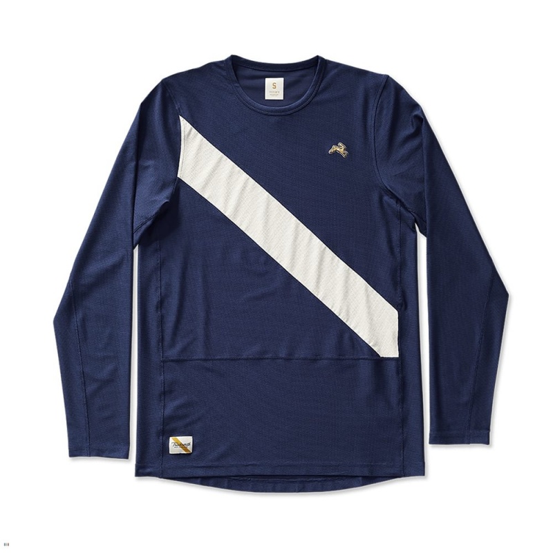 Navy/Ivory Tracksmith Van Cortlandt Long Sleeve | Canada 09368-ZKXR