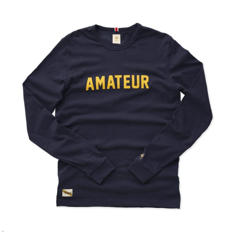 Navy/Yellow Tracksmith Grayboy Long Sleeve Amateur | Canada 30289-JPLW